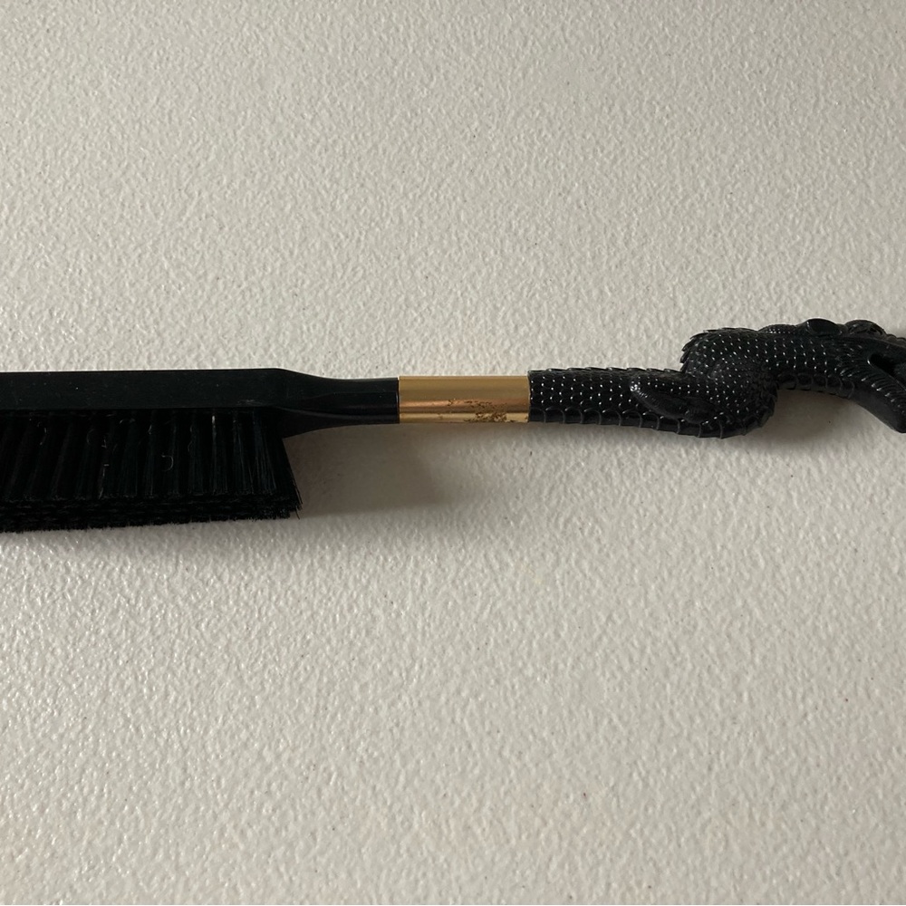 Dragon Handle Clothing Brush Black Gold Plastic and Metal 11” Long